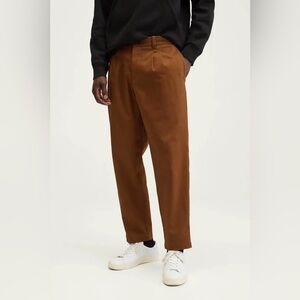 MANGO Regular-fit pleated trousers in brown ankle pants cotton